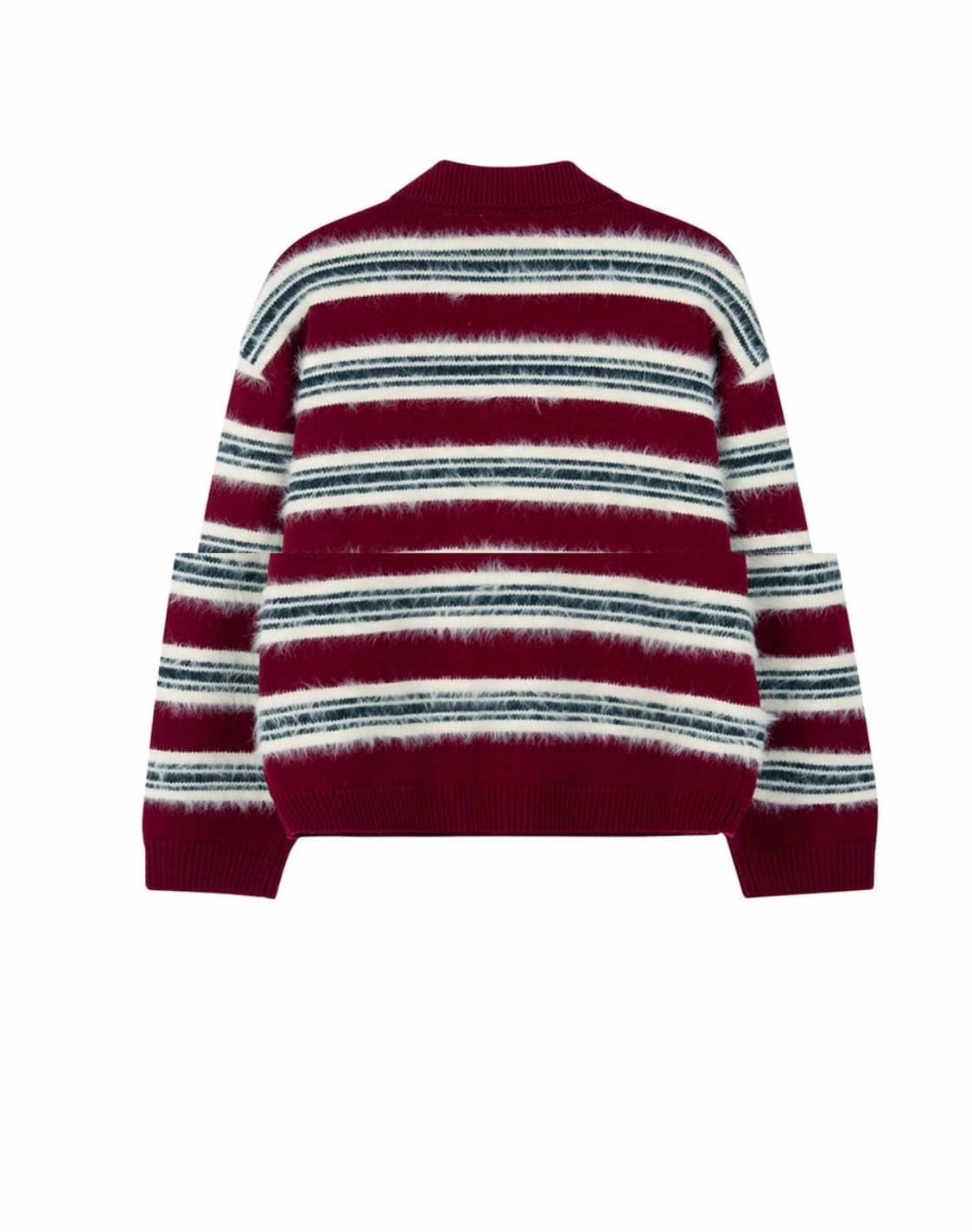 [M] STU 플러피 스트라이프 가디건 버건디 상품이미지2