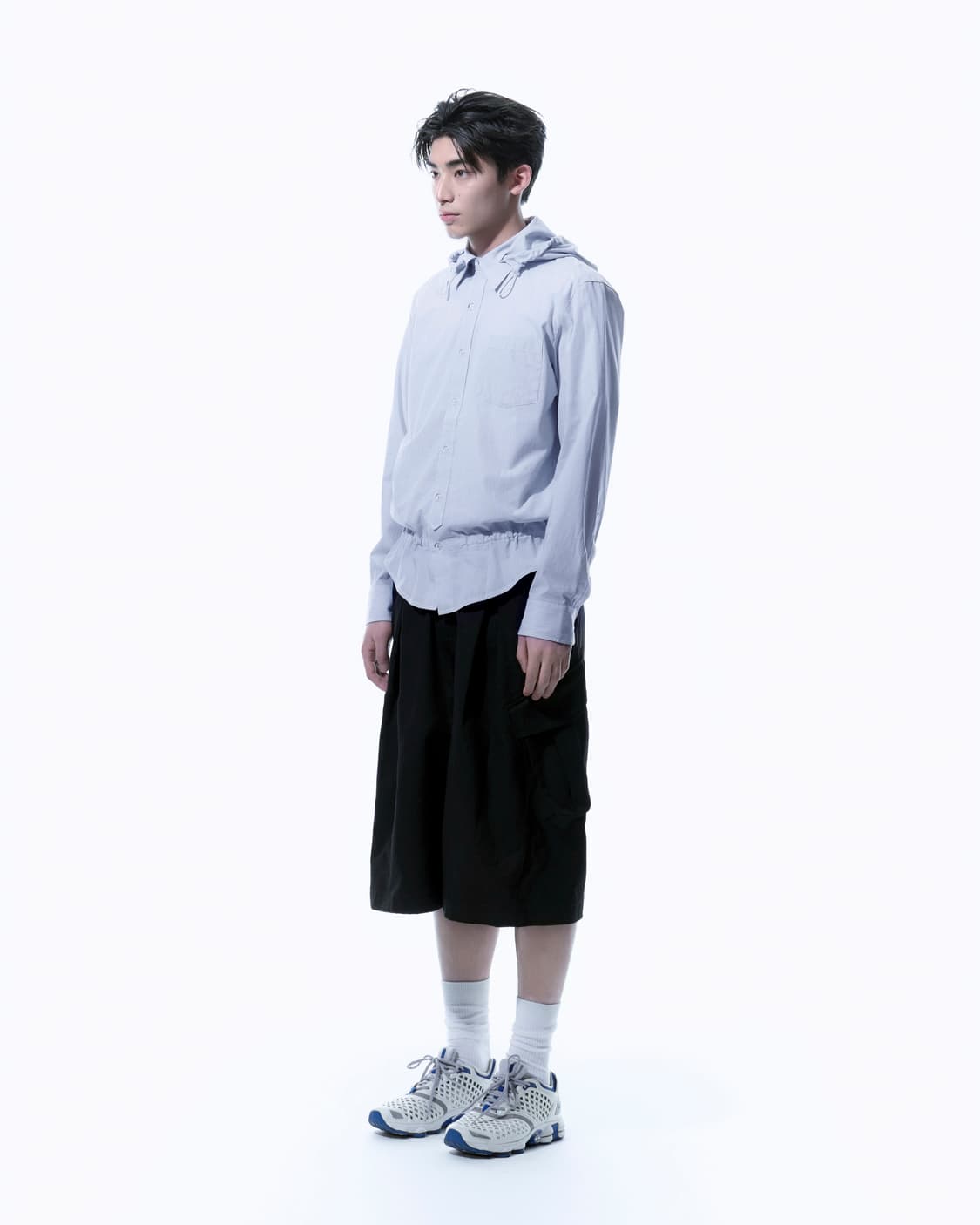 (2) 산산기어 스트라이프 후드 셔츠 블루 hood shirts 상품이미지2