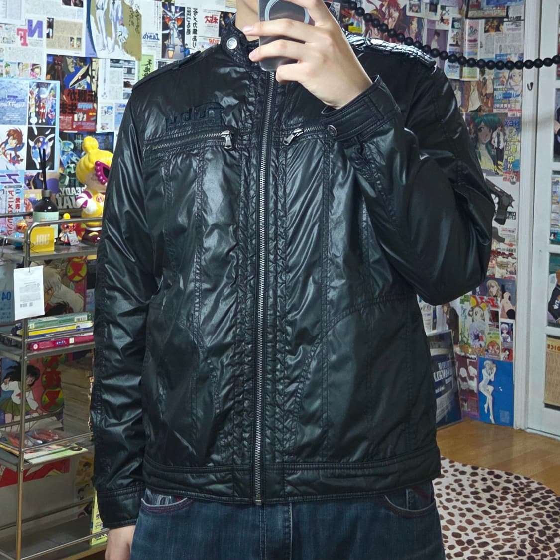 00S 후부 블랙 유광 지퍼 포켓 락시크 자켓 상품이미지1
