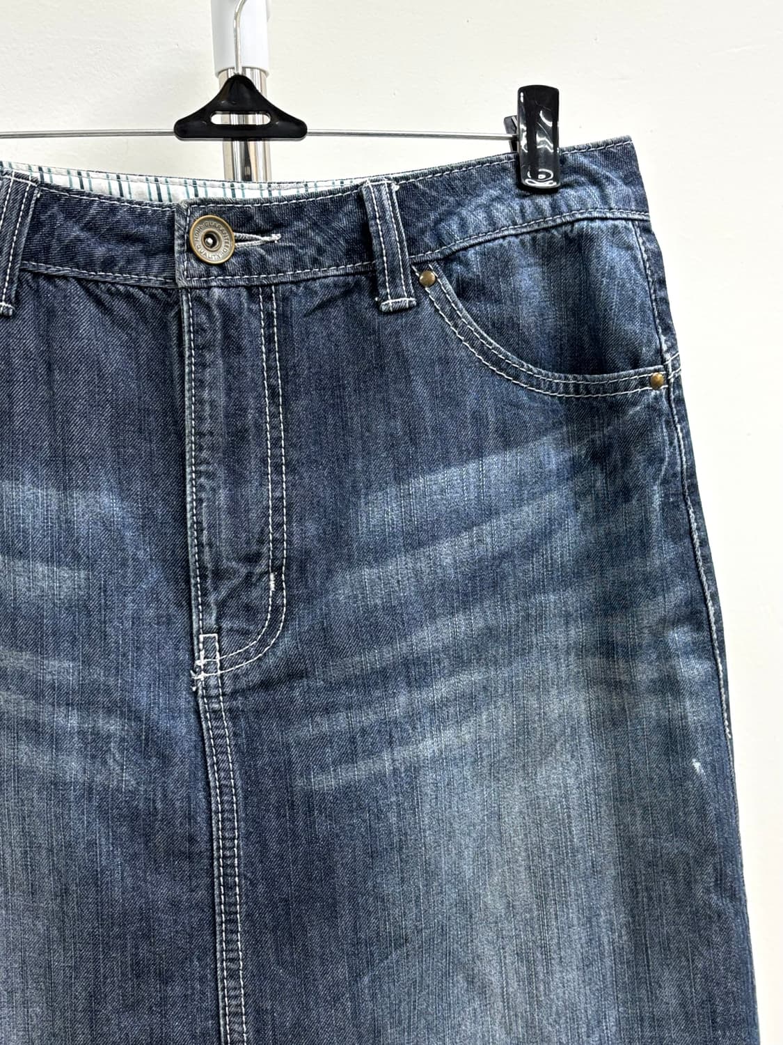 빈티지 중청 데님 미디 스커트 상품이미지5