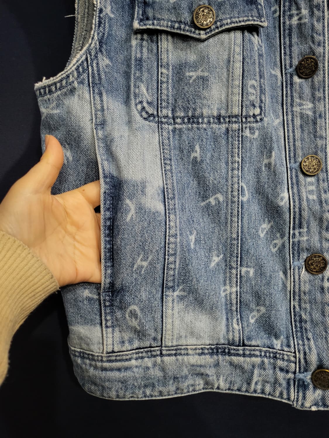 워싱 데님 오버핏 베스트 상품이미지2