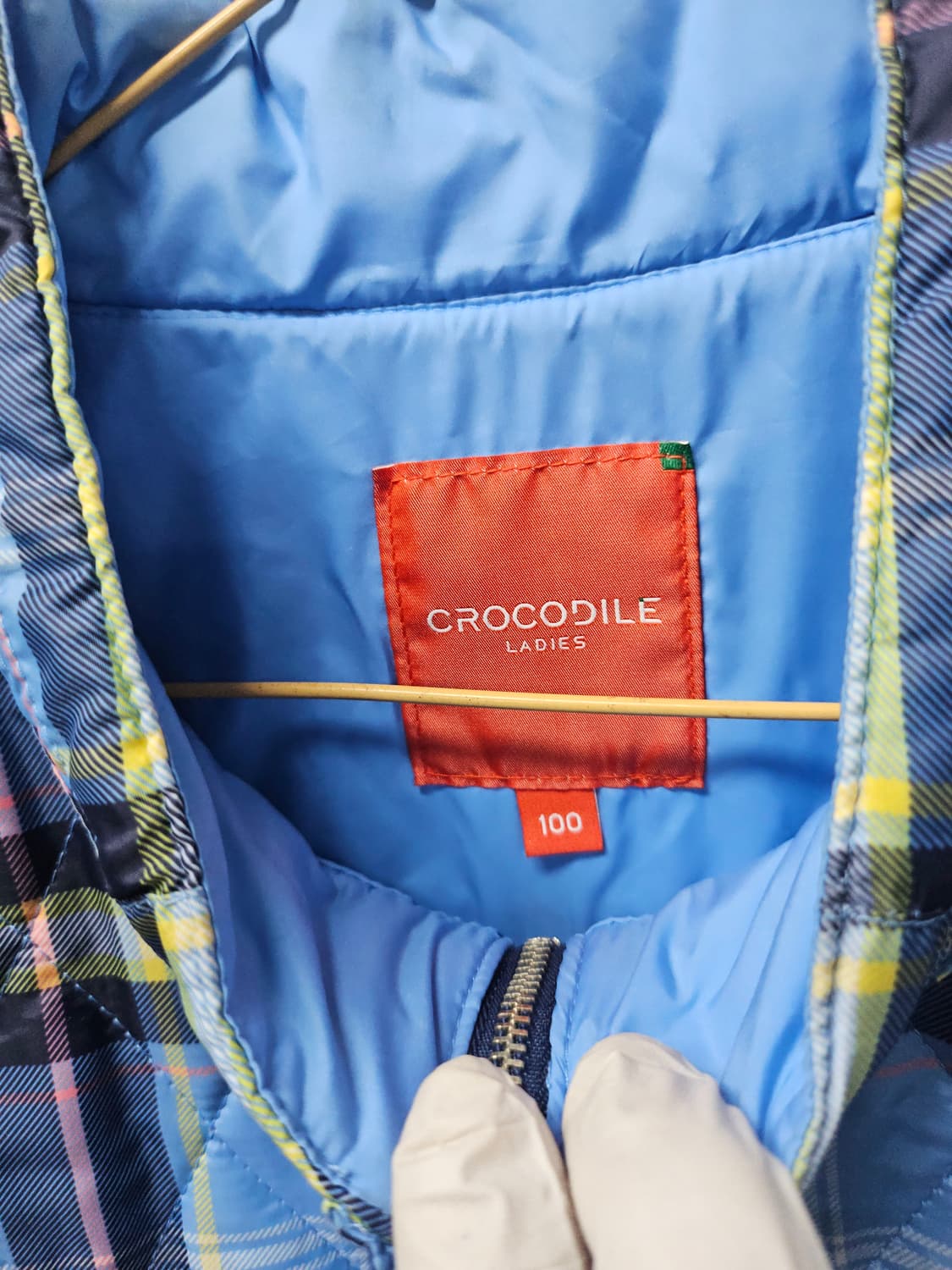 크로커다일 블루 체크 퀼팅 자켓  100 상품이미지3