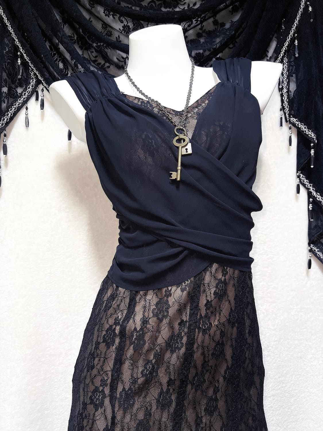 로맨틱고딕 고스펑크 오리엔탈 엔틱 블랙 레이스 롱드레스 원피스 다크페어리 상품이미지3