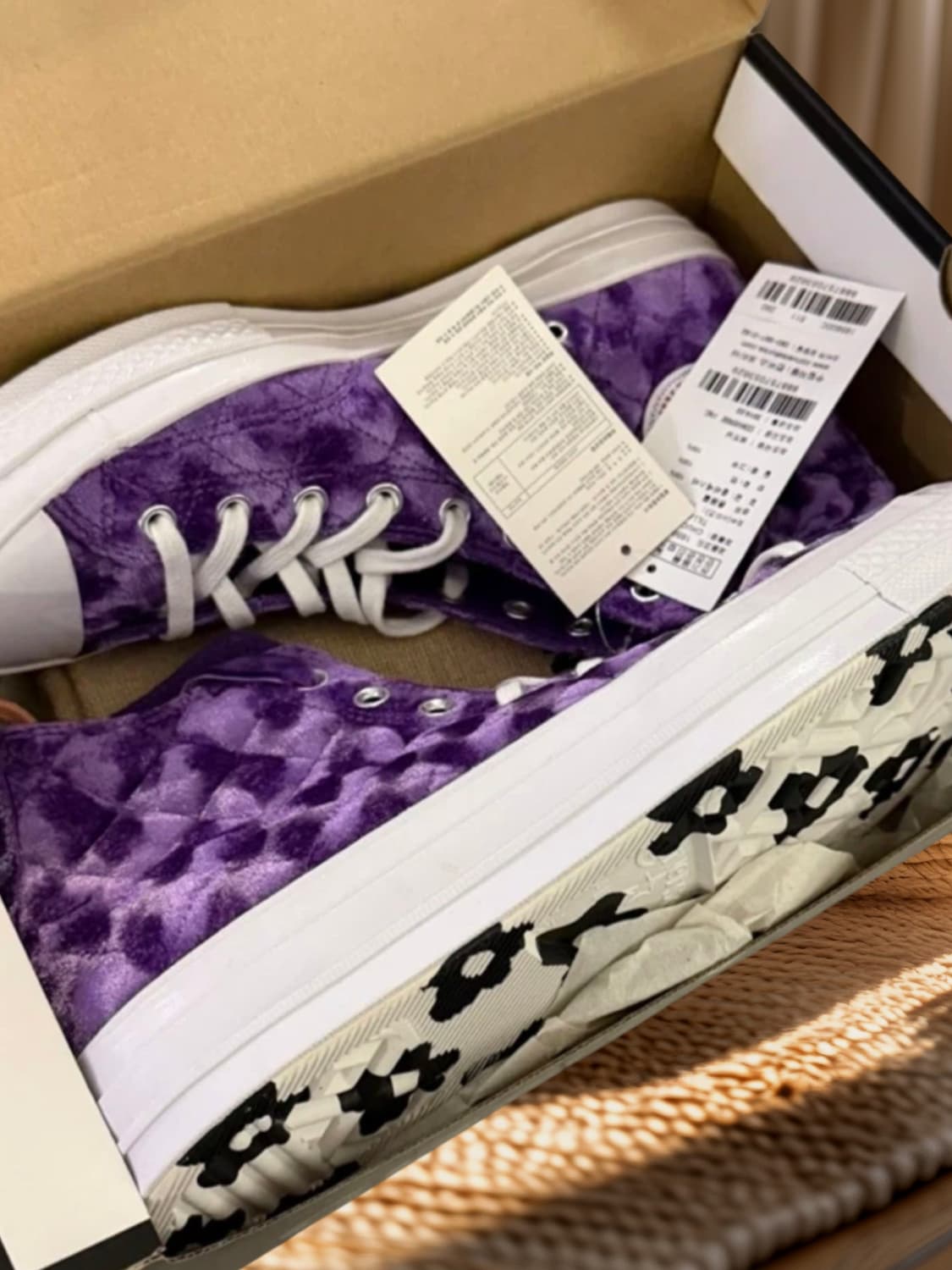 名品 골프 르 플레르 X 컨버스 척 하이 70s  퀼티드벨벳  퍼플 상품이미지5