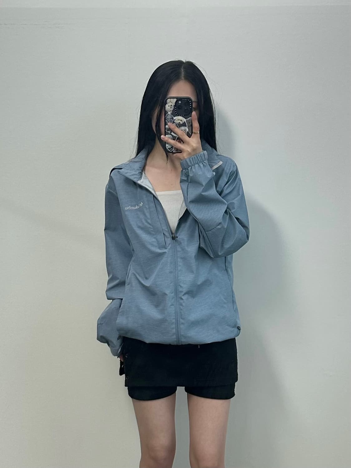 컬럼비아 자수로고 스카이블루 바람막이 자켓 상품이미지1