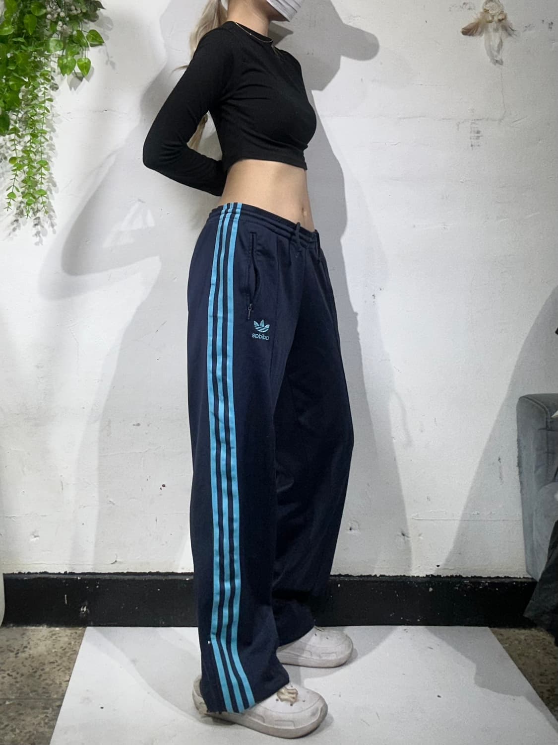 90s 아디다스 네이비 파이어버드 와이드 블루 삼선 추리닝 바지 90 상품이미지1