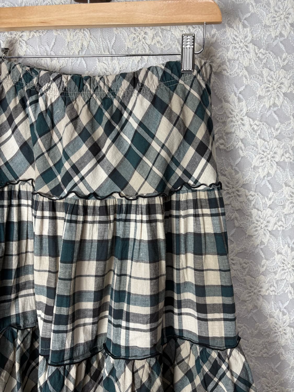 그린 체크 미디 스커트 상품이미지10