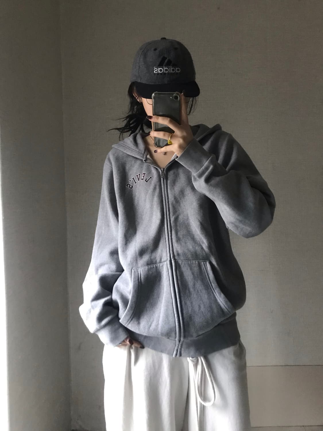 리바이스 그레이 빅로고 후드집업 상품이미지4