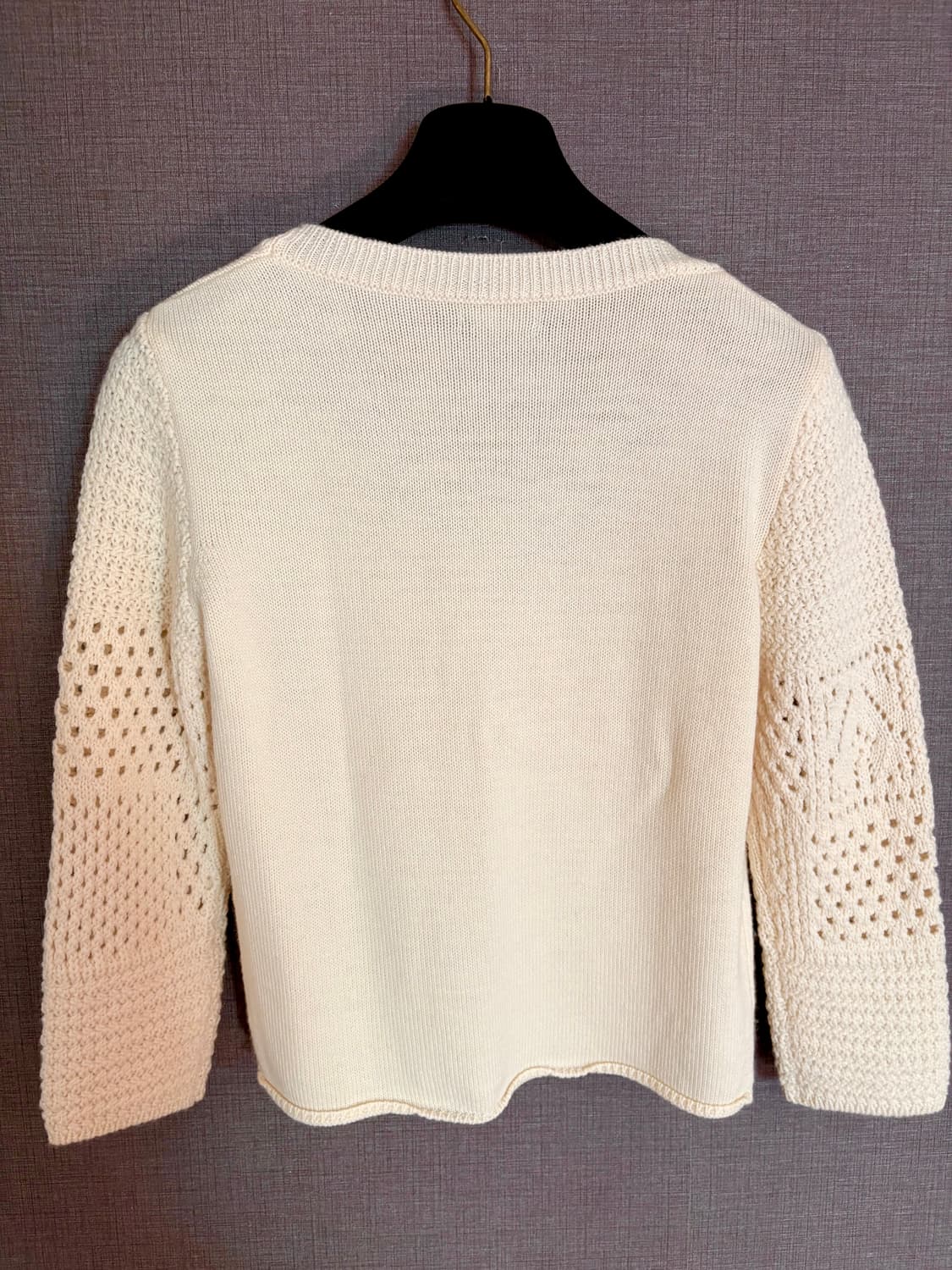 베네통 Benetton 아이보리 뜨개 반팔 니트 상품이미지6