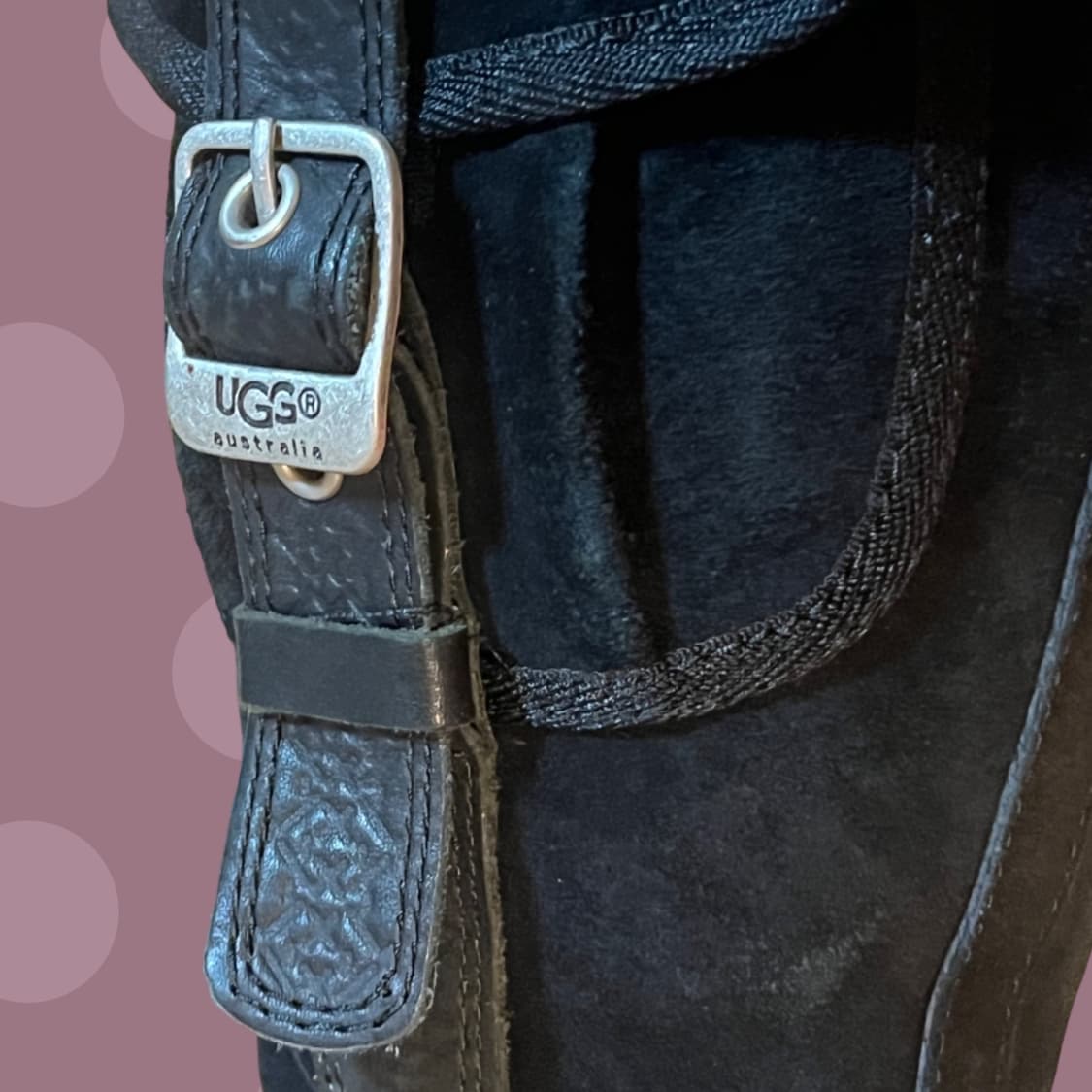 빈티지 어그 스웨이드 카고 벨트 부츠 블랙 상품이미지6