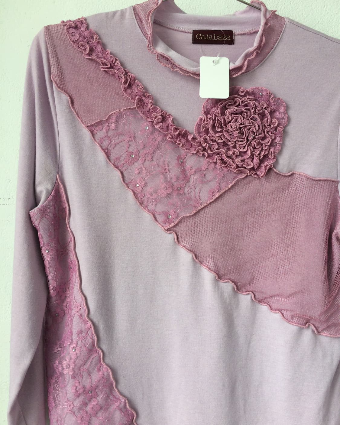 Lace layer trimming high neck sleeve 상품이미지4
