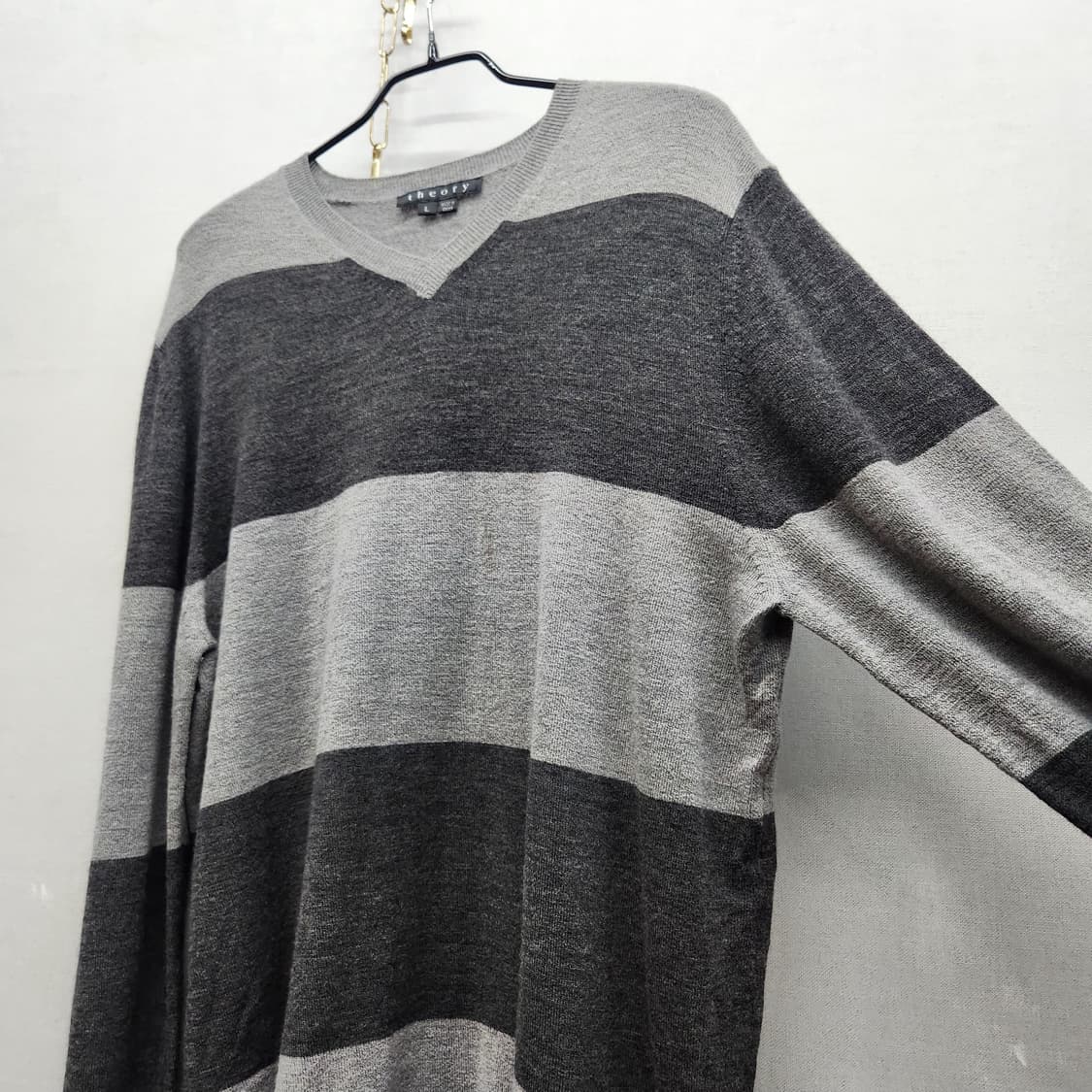 띠어리 스트라이프 얇은 울 니트 L(L) 상품이미지2