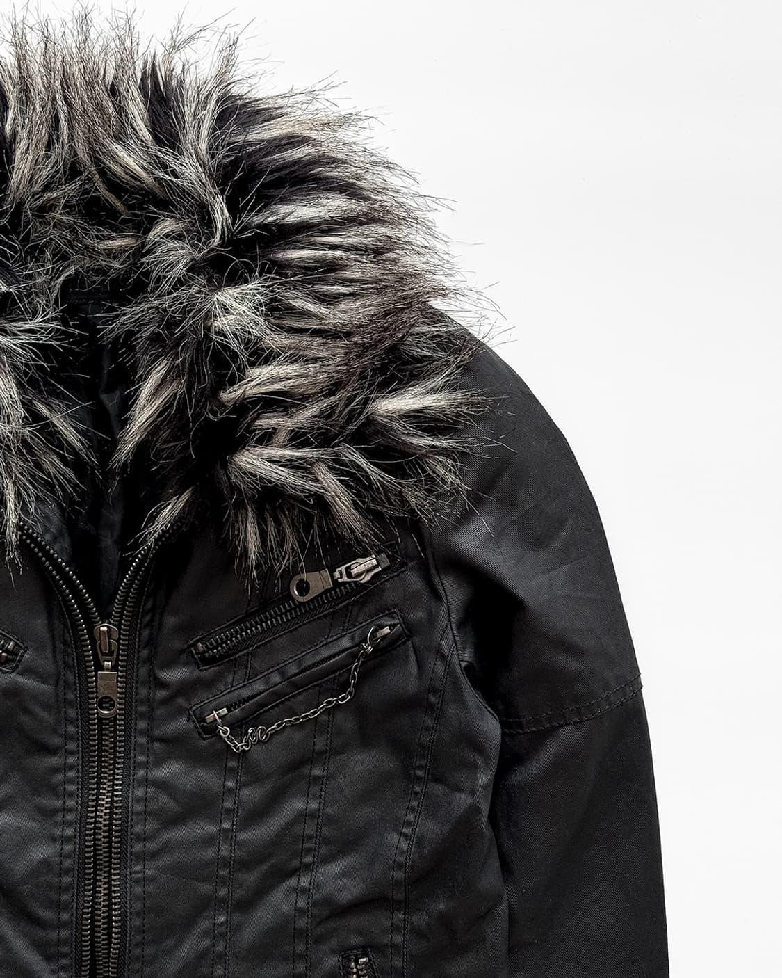 Fuga Waxed Double-Zip Fur Rider Jacket 상품이미지2