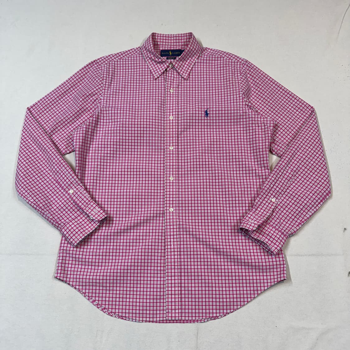 M) 폴로 랄프로렌 클래식핏 핑크 체크 포플린 셔츠 상품이미지1