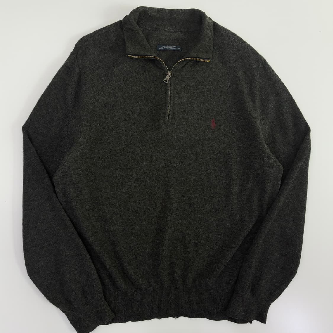 Polo 폴로 랄프로렌 메리노울 다크그레이 쿼터집업 니트 상품이미지1