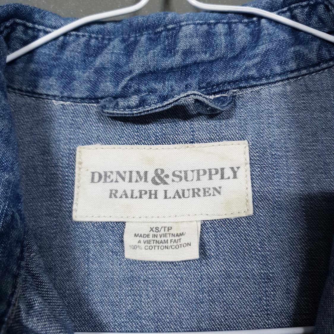 실측 S) 폴로 데님앤서플라이 랄프로렌 웨스턴 투포켓 패치 데님 셔츠 상품이미지5