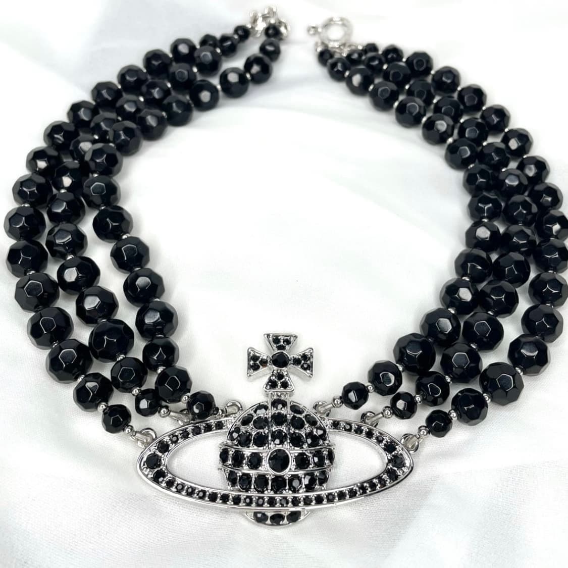 비비안웨스트우드 아카이브 메살린 블랙 크리스탈 orb 트리플 레이어 초커 상품이미지5