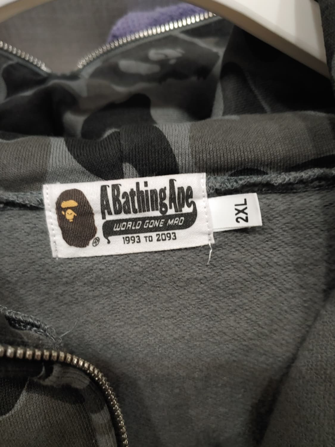 [2XL] 베이프 ABC 블랙 카모 샤크 후드집업 상품이미지3