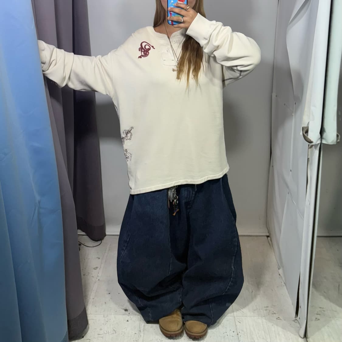 빈티지 퀵실버 자수 헨리넥 롱슬리브  상품이미지4