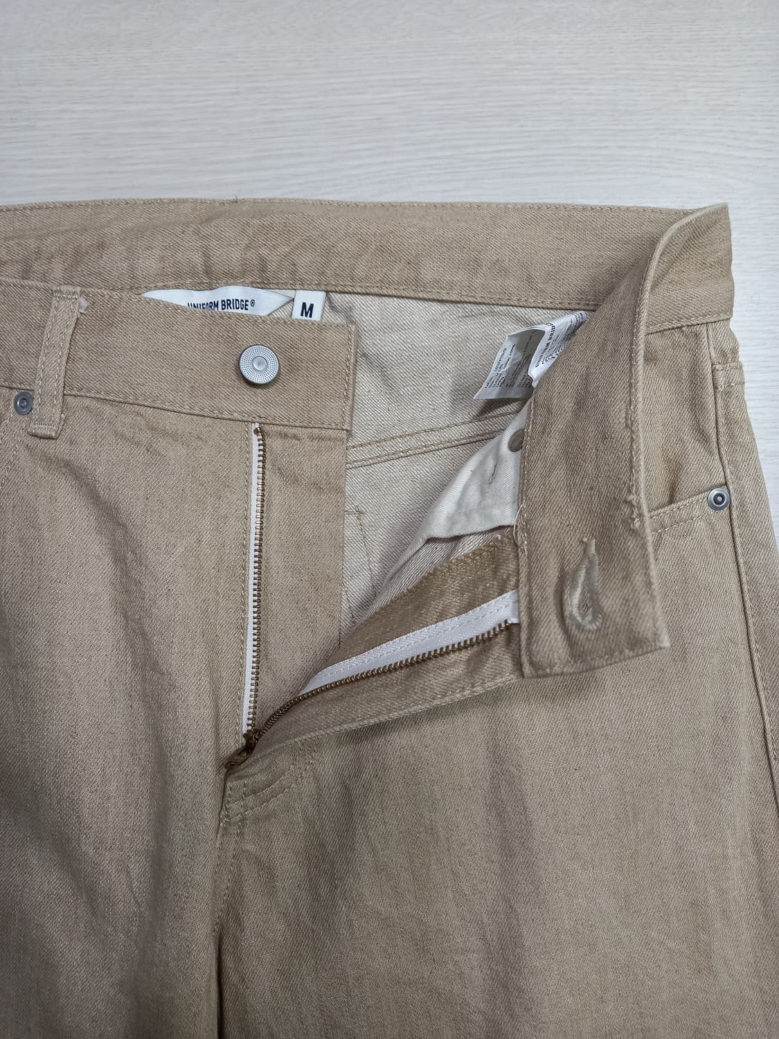 31 새상품 UNIFORM BRIDGE 셀비지 일자진 베이지 31-496 상품이미지6