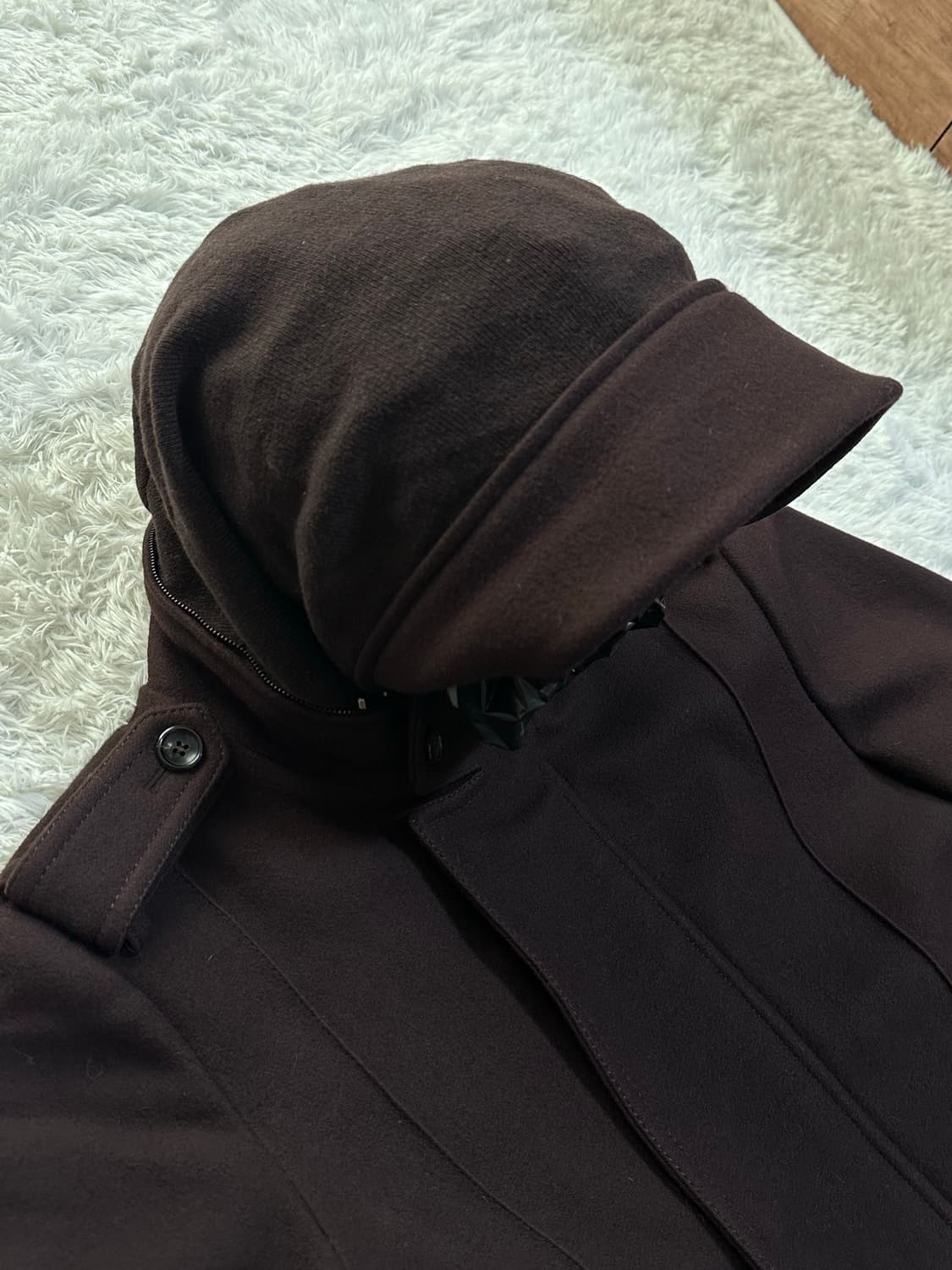 우영미 후드 모직 코트 105 상품이미지5