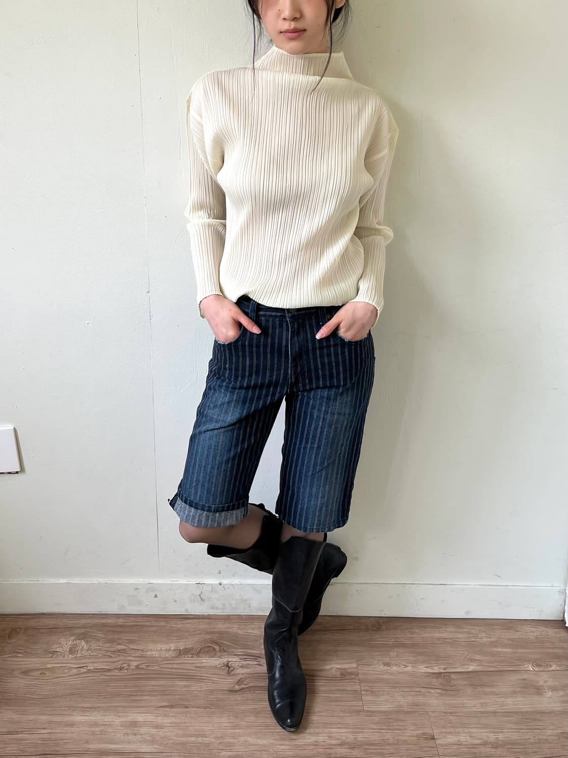 PLEATS PLEASE 아이보리 플리츠 탑 상품이미지5
