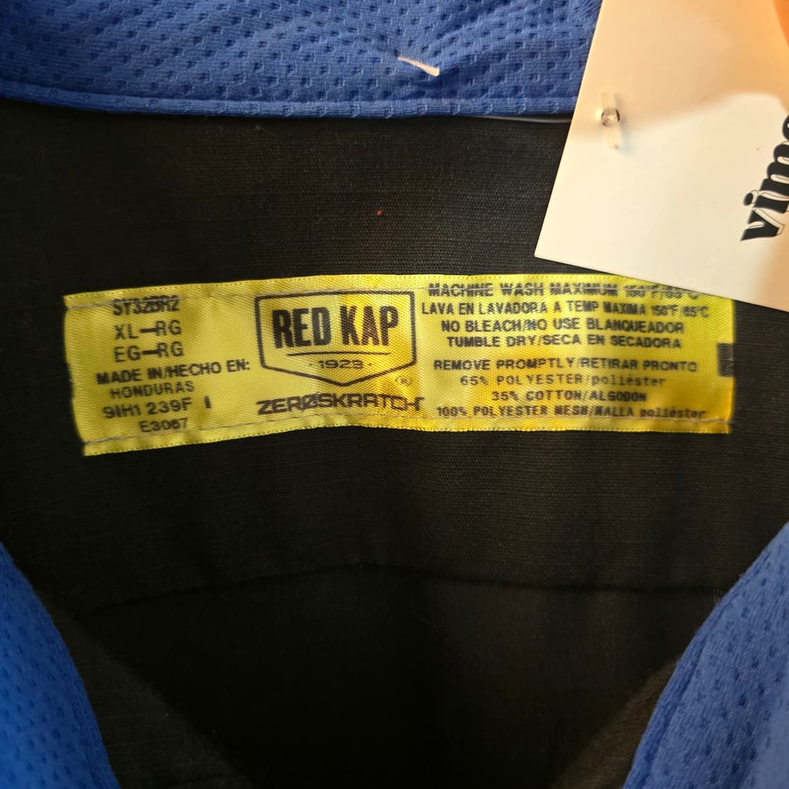 레드캡 워크셔츠 블랙 블루 컬러블록 자수 오버핏 상품이미지3