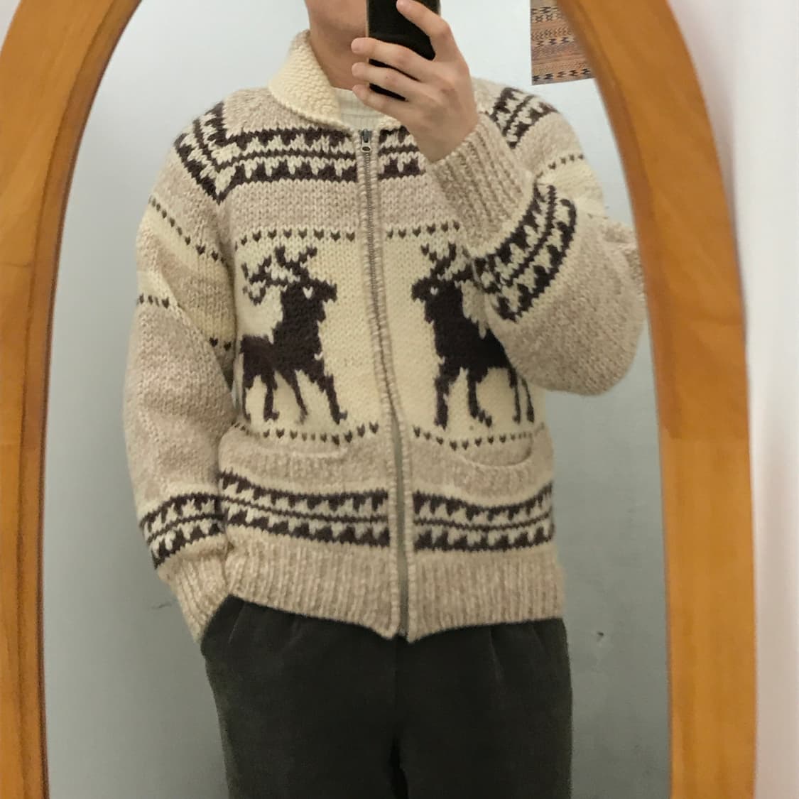 퍼스트다운 노르딕 패턴 퓨어울 집업 코위찬 남성 102 여성 프리사이즈 상품이미지5