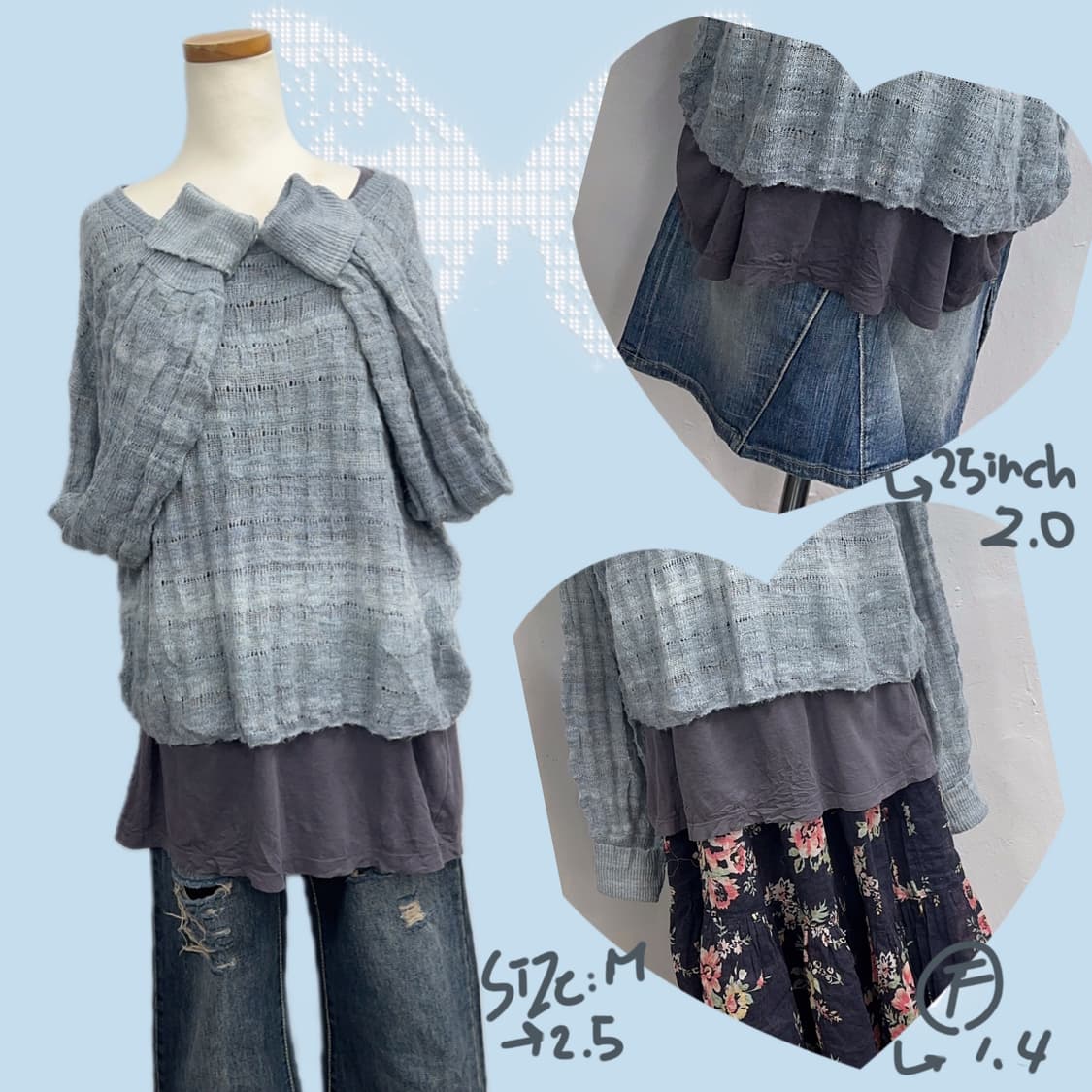 🫐하구미의 니트 레이어드 코디세트🫐 그런지 에스닉 히피 일본  상품이미지2