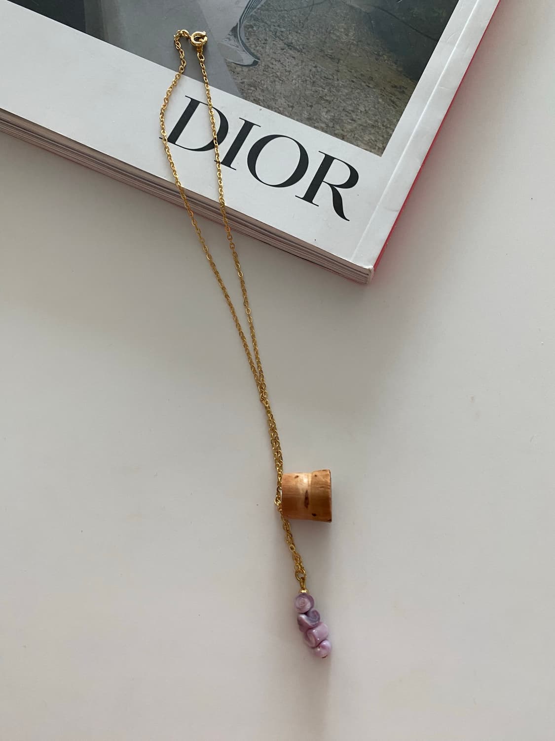 빈티지 핑크스톤 목걸이 유리병 포함 상품이미지6