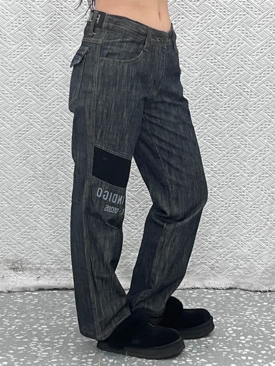 푸부 올드스쿨 레트로 스트릿 펑크 레터링 데님팬츠 30인치 C10165 상품이미지1