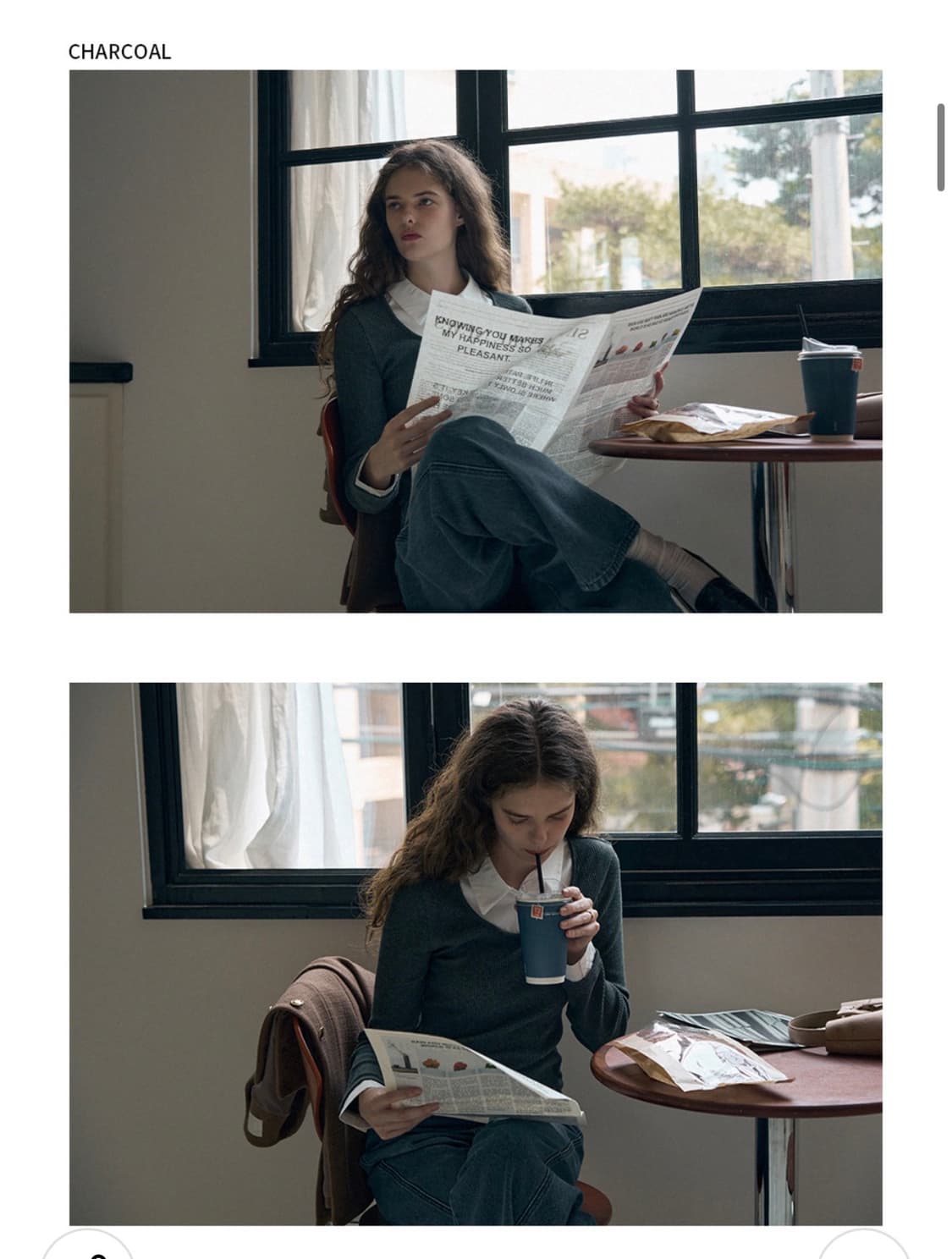 (S) 드로우핏 우먼 포엠 레이어드 카라 셔츠 탑 [CHARCOAL] 상품이미지3