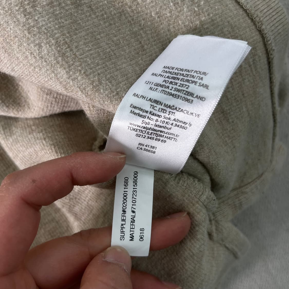 100 폴로랄프로렌 베이지 코튼 반집업 니트 상품이미지7