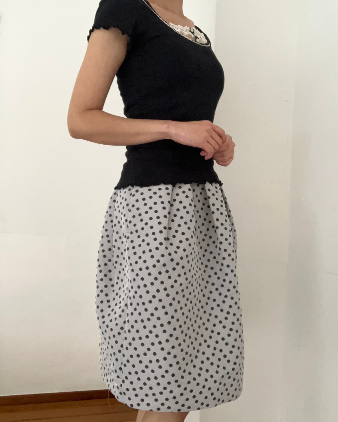 그레이 도트 스커트 상품이미지5