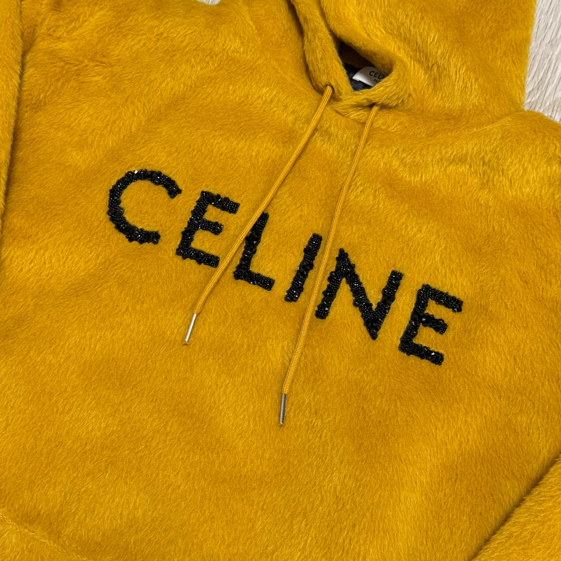 [L/새상품급] 셀린느 글리터 로고 알파카 울 후드티 상품이미지2