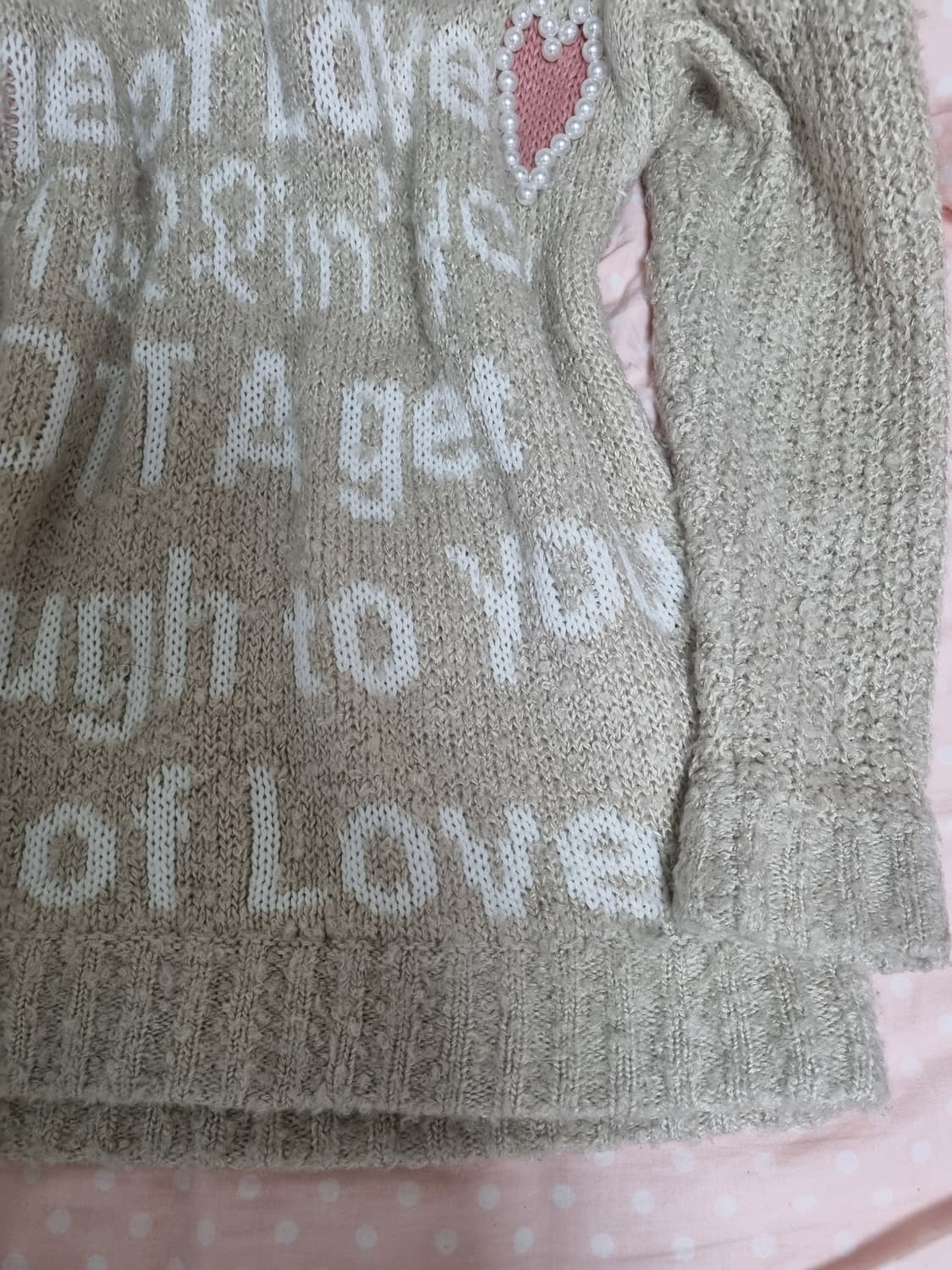 리즈리사 레터링 하트 큐빅 리본니트 라떼갸루 히메갸루 핀터레스트 엑시즈팜 상품이미지6