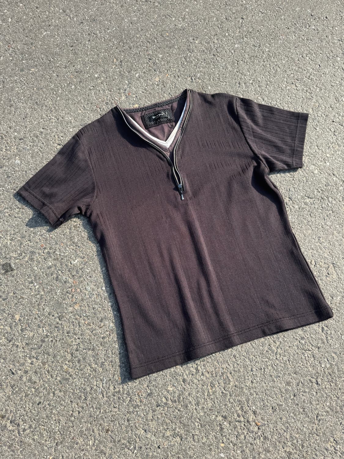 Zip Detail Rib T-Shirt 상품이미지1