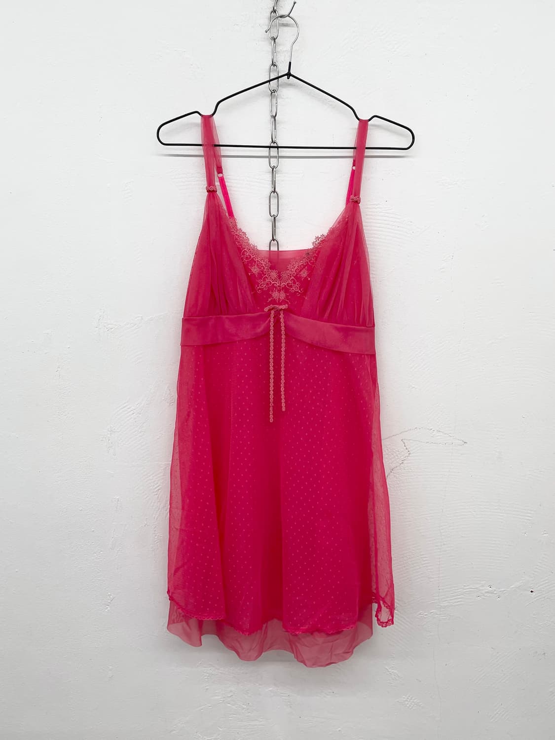 핑크 갸루 자수 레이스 슬립 상품이미지4