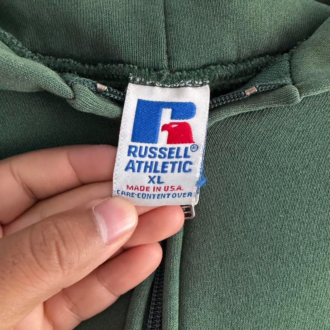 90s 러셀 애슬레틱 페이드 후드집업 그린 상품이미지3
