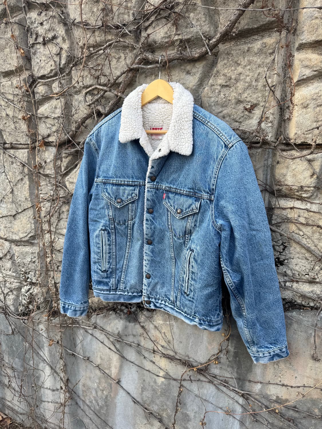 80~90s 리바이스 빈티지 레드탭 긴 기장 쉐르파 데님 트러커 자켓 상품이미지3