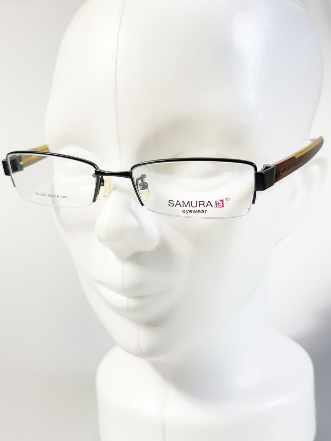 SAMURAI EYEWEAR 블랙 메탈 반무테 스퀘어 빈티지 안경 상품이미지8