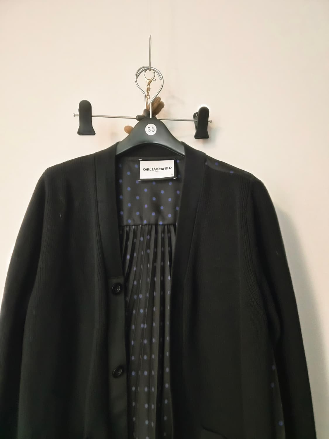 칼라거펠트 도트 배색 플리츠 가디건 (사이즈 95/77) 상품이미지2