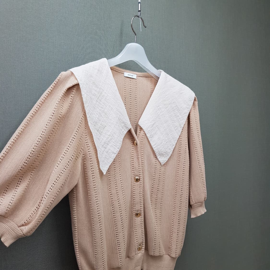한섬 시스템 2022 빅카라 니트 가디건 S사이즈 상품이미지3