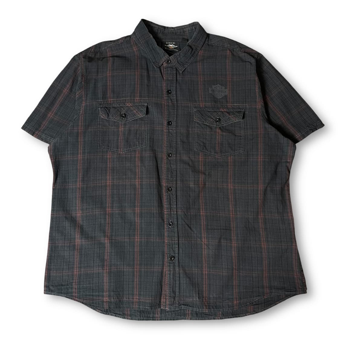 할리데이비슨 다크그레이 레드 체크 패턴 반팔 셔츠 3XL 상품이미지1