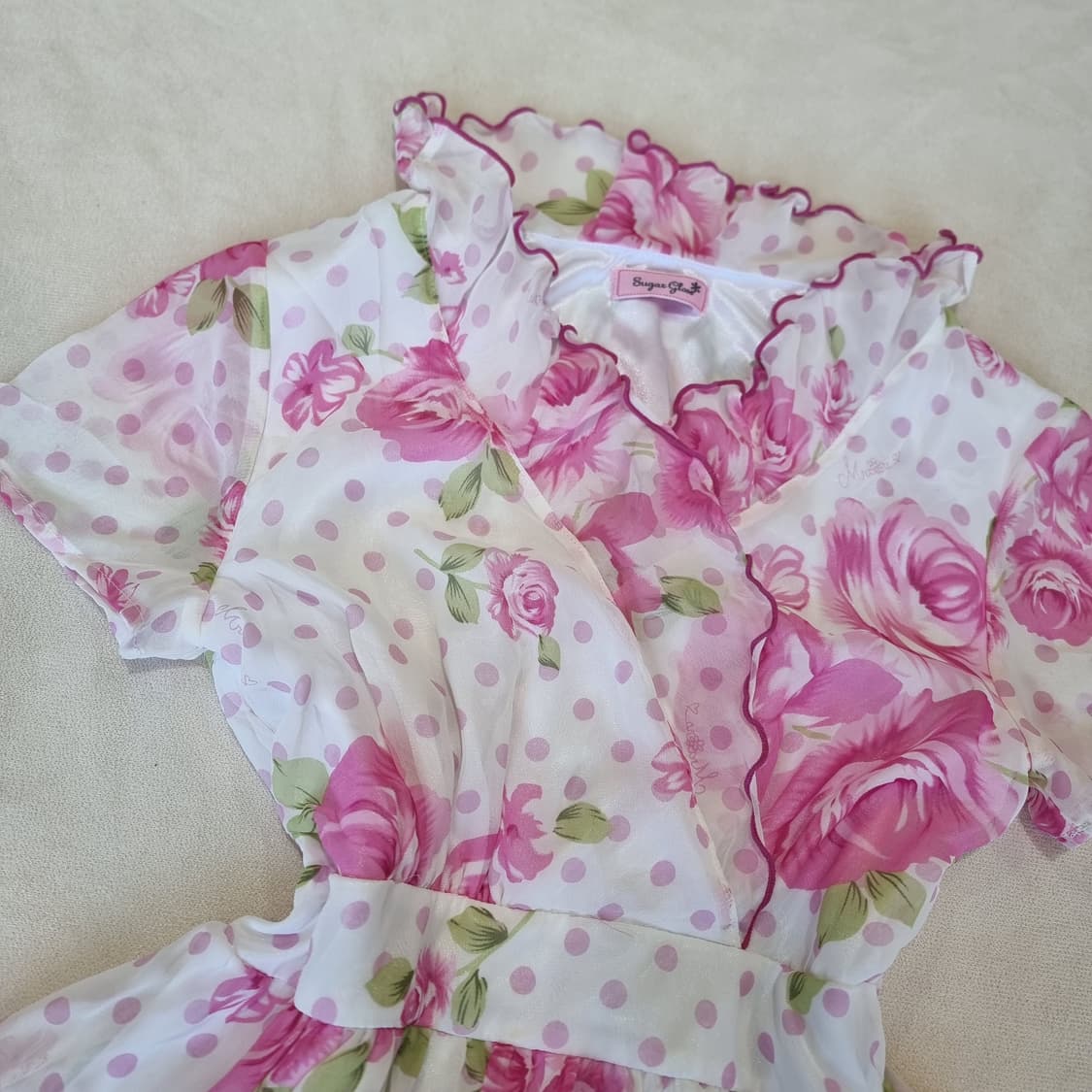 MARS(마즈) Sugar Gloss(슈가글로스) 핑크 로즈 쉬폰 원피 상품이미지3