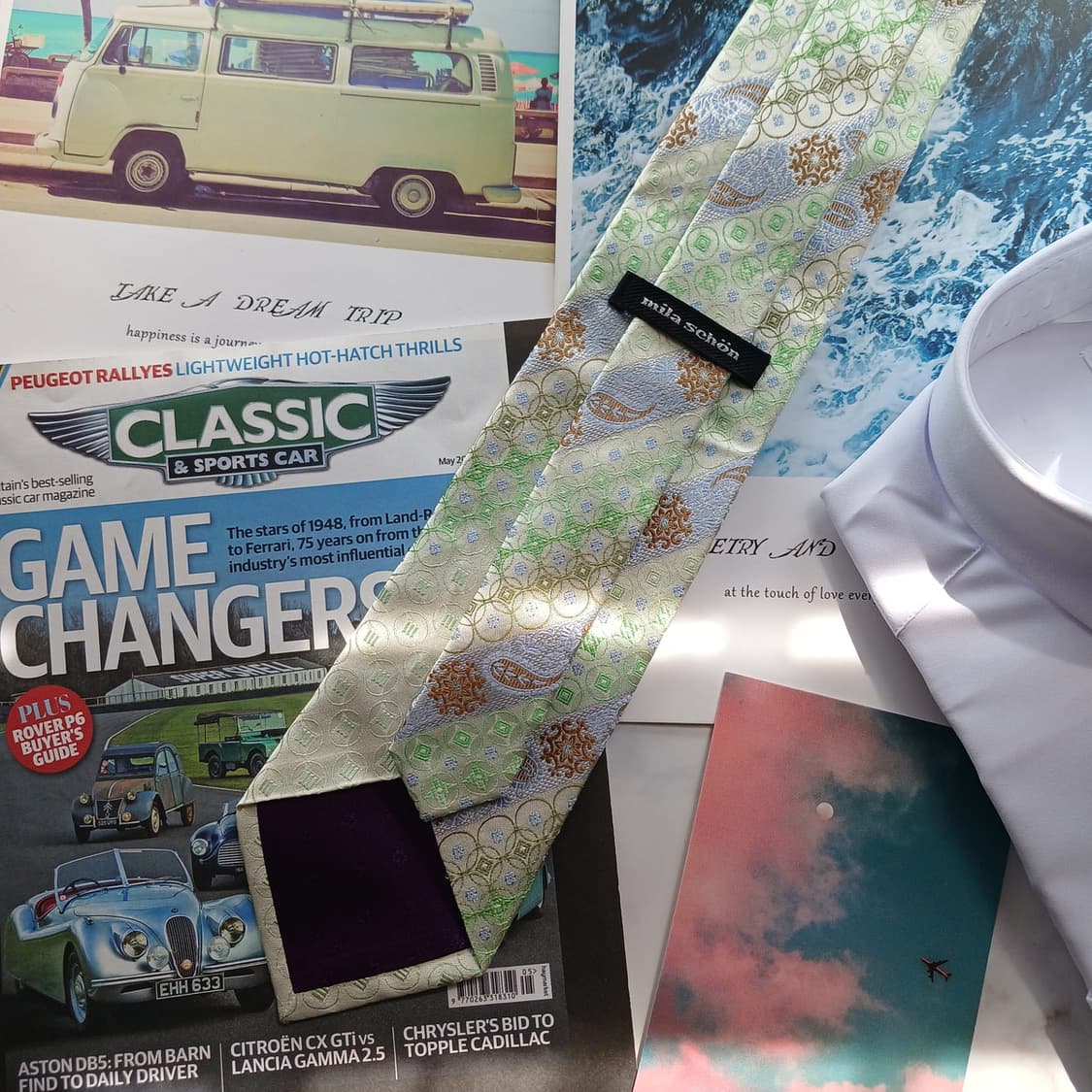 밀라숀 실크 그린 기하 패턴 넥타이 9.2cm A등급 A18375
 상품이미지4