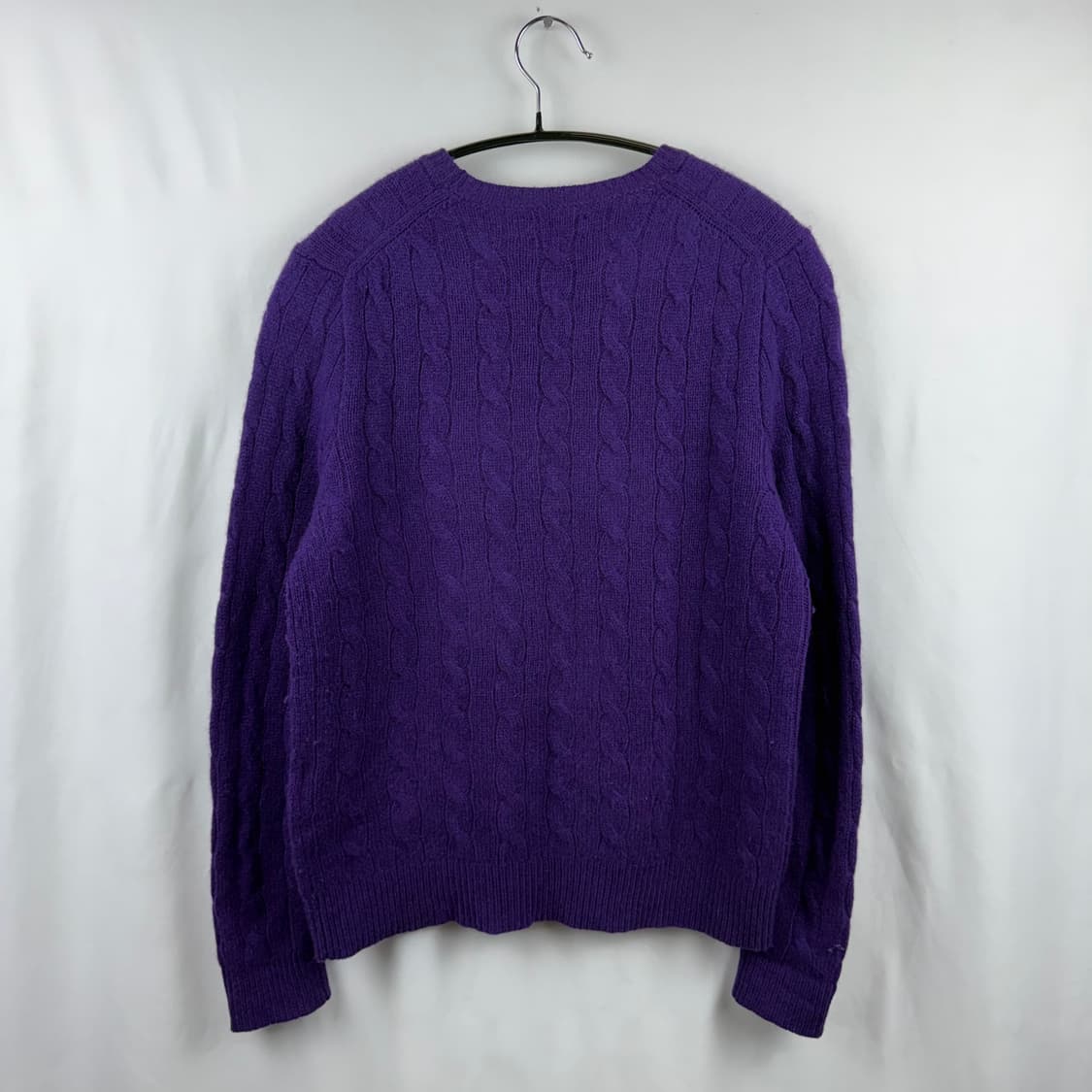 (S) 폴로 랄프로렌 울 캐시미어 케이블 꽈배기 니트 퍼플 상품이미지6