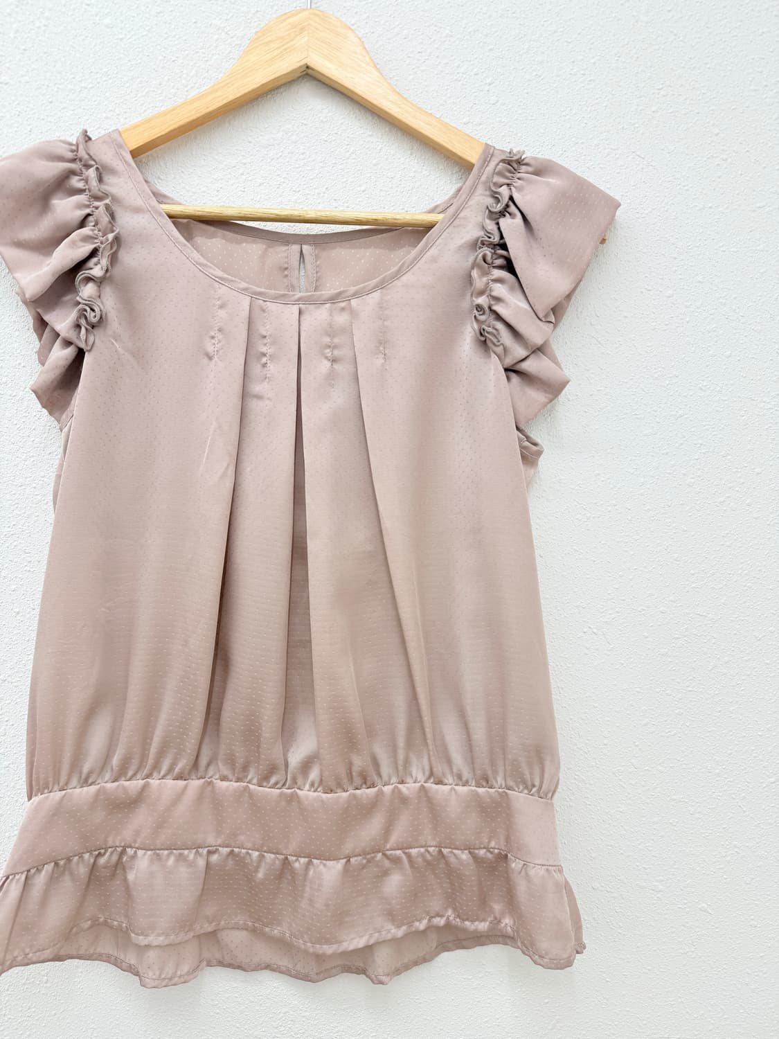 빈티지 핑크 도트 프릴 블라우스 상품이미지3