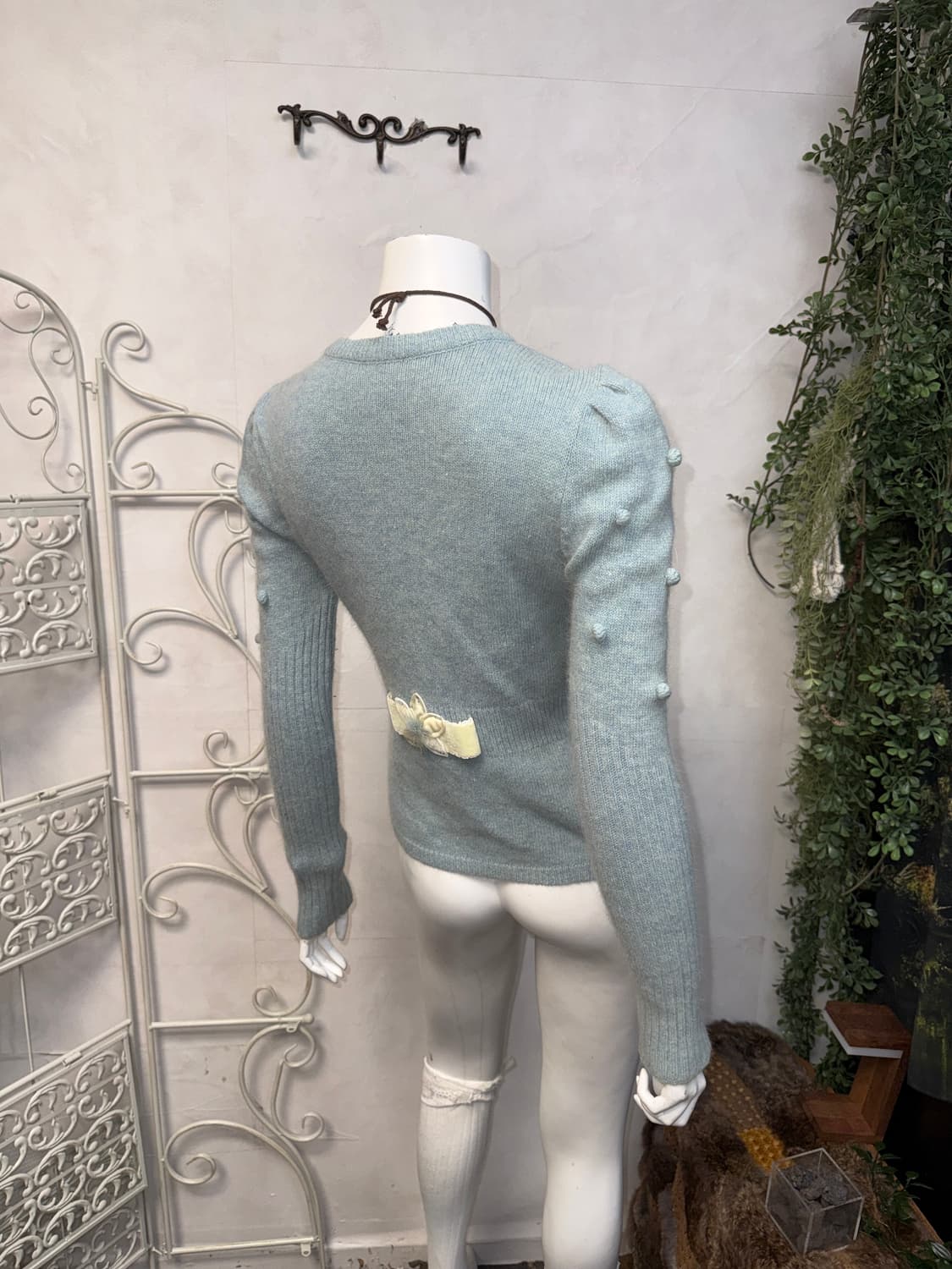 Sky blue bohemian flower knit ball 가디건 상품이미지2