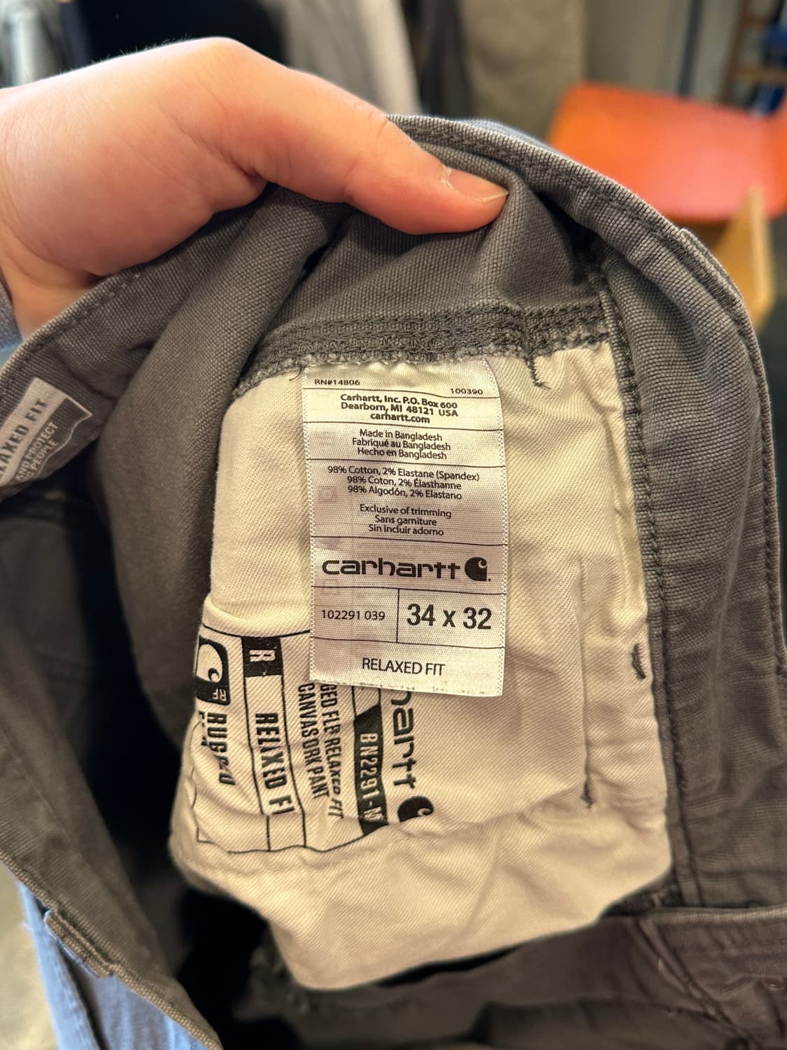 칼하트 릴렉스핏 워크팬츠 34x32 상품이미지4